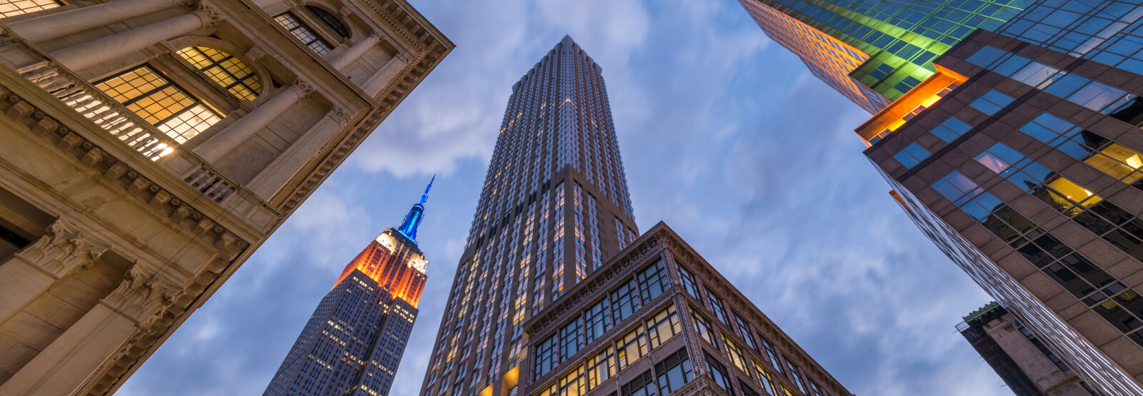 Looking up at NYC buildings